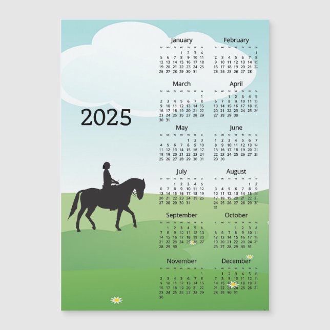Häst Ridning 2025 Kalender Magnetkort (Framsida)