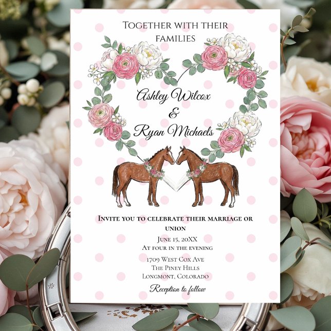 Häst Ridning Bröllop Inbjudningar (A romantic and festive wedding suite inspired by a cozy French countryside.)