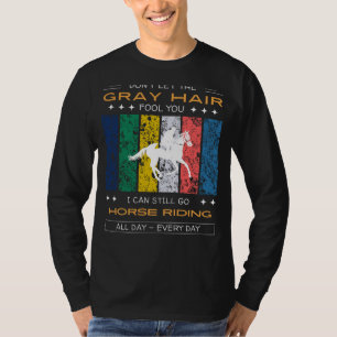 Häst Ridning Entusiast T-shirt - trotsa grått hår,