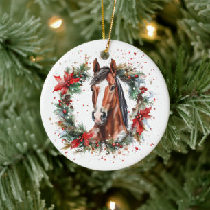 Häst Ridning Julkrans Festiv Julgransprydnad Keramik
