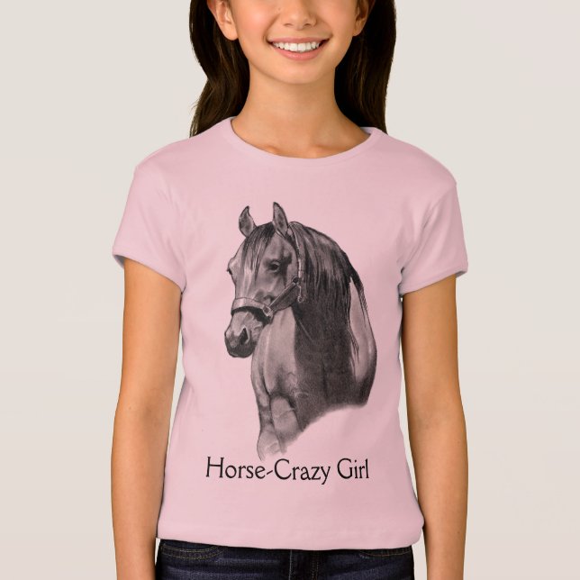 HÄST: RITA: HORSE-CRAZY: FLICKA TEE SHIRT (Framsida)