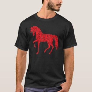 Häst Röd & Svart Hjärta Derby Ridsport Jockey T Shirt