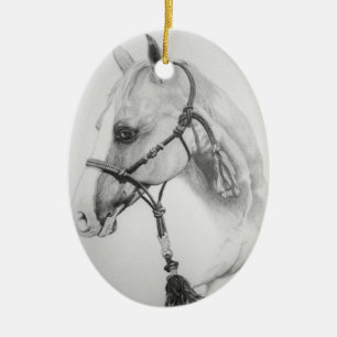 häst rodeo julgransprydnad keramik