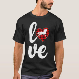 Häst Rolig Buffalo Plaid Kärlek Häst Alla Hjärtans T Shirt