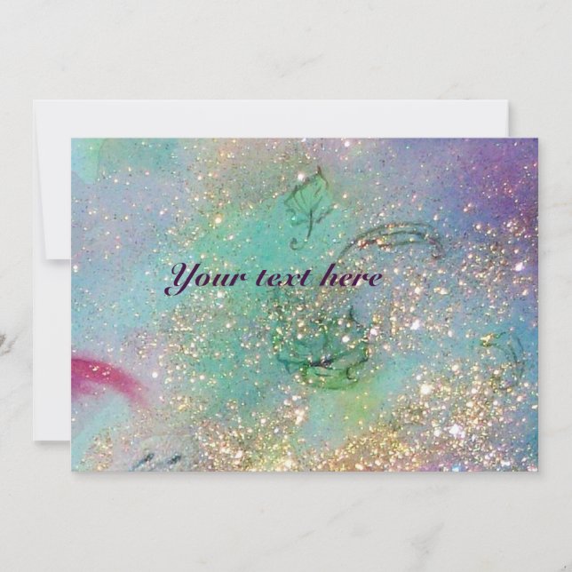 HÄST RYTTARE, MUSIK PÅ NATTEN, Guld Blå Gparkles Inbjudningar (Framsida)