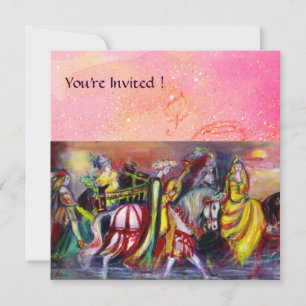 HÄST RYTTARE, MUSIK PÅ NATTEN, Rosa Guld gnistrar Inbjudningar