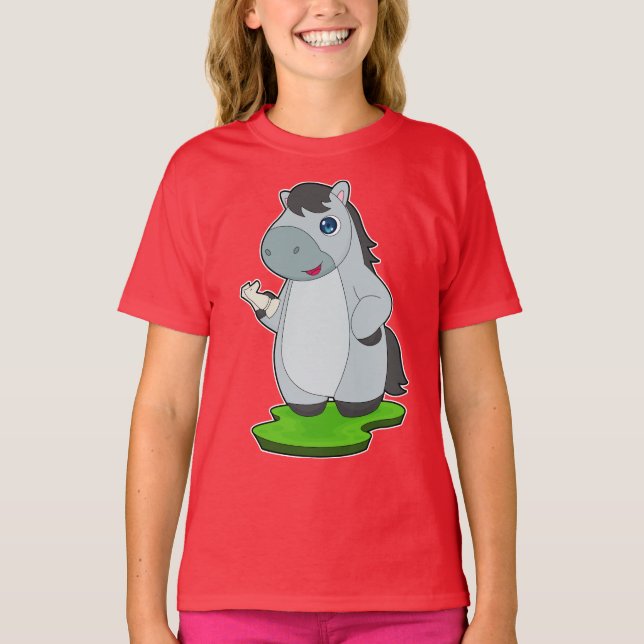 Häst Schackpjäs Springare Schack T Shirt (Framsida)