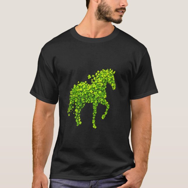 Häst Shamrock Silhuett T Shirt (Framsida)