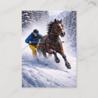 Häst Skijoring Canvas Väggkonst | Vinter Häst