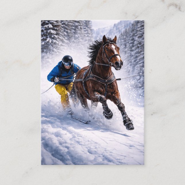 Häst Skijoring Canvas Väggkonst | Vinter Häst  (Framsida)