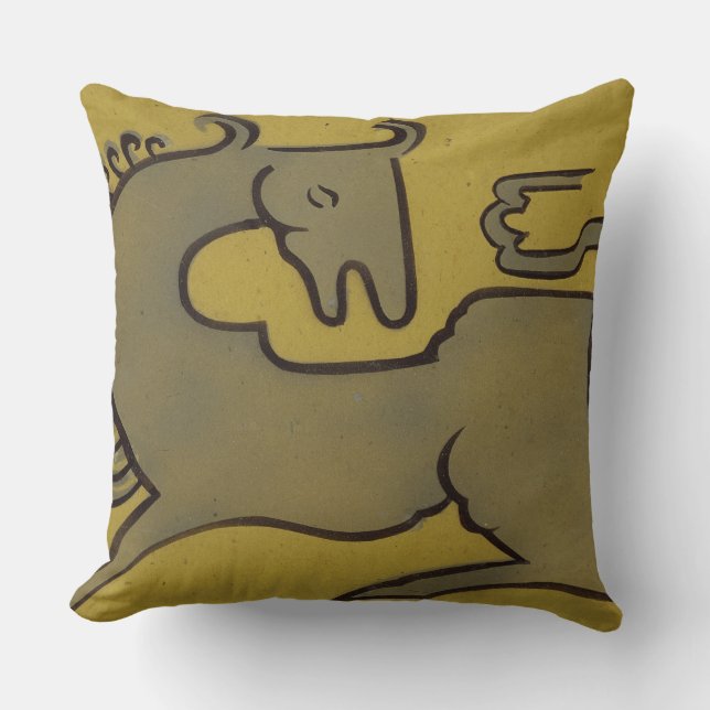 Häst (skriva, bläck & gouachen på papper), kudde (Framsida)