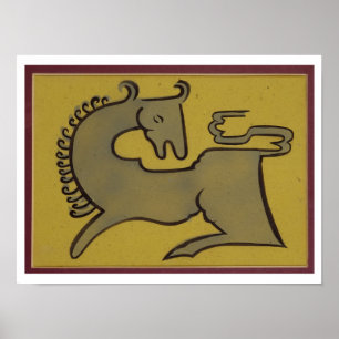 Häst (skriva, bläck & gouachen på papper), poster