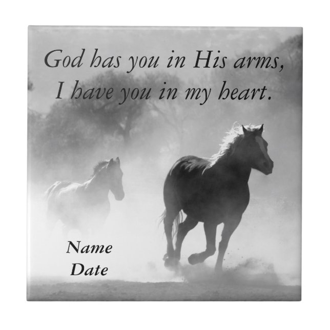 Häst som är snabbt växande ut ur misten kakelplatta (Framsidan)