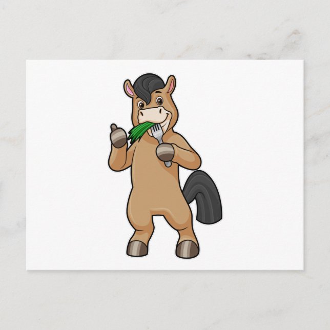 Häst som äter veganskt vykort (Framsida)