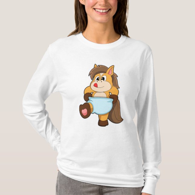 Häst som Baby med blaper T Shirt (Framsida)