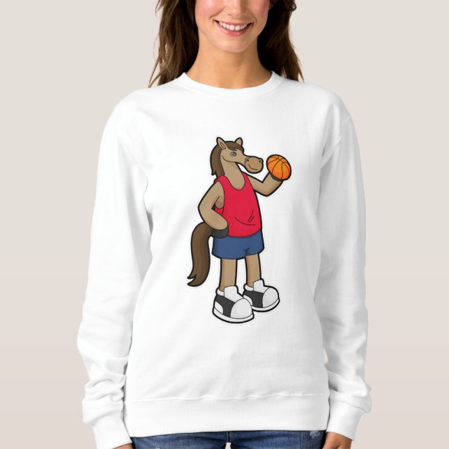 Häst som basketspelare med basketboll t shirt (Framsida)