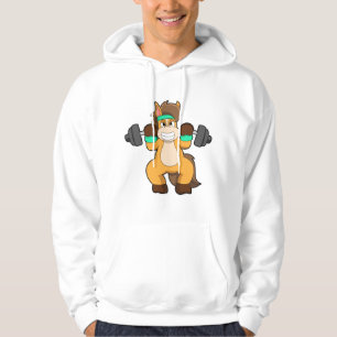 Häst som Bodybuilding der med Barbell Hoodie