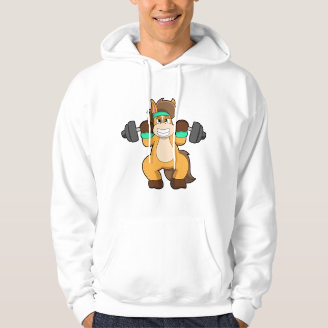 Häst som Bodybuilding der med Barbell Hoodie (Framsida)