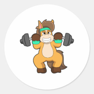 Häst som Bodybuilding der med Barbell Runt Klistermärke
