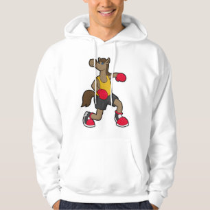 Häst som boxare med boxhandskar hoodie