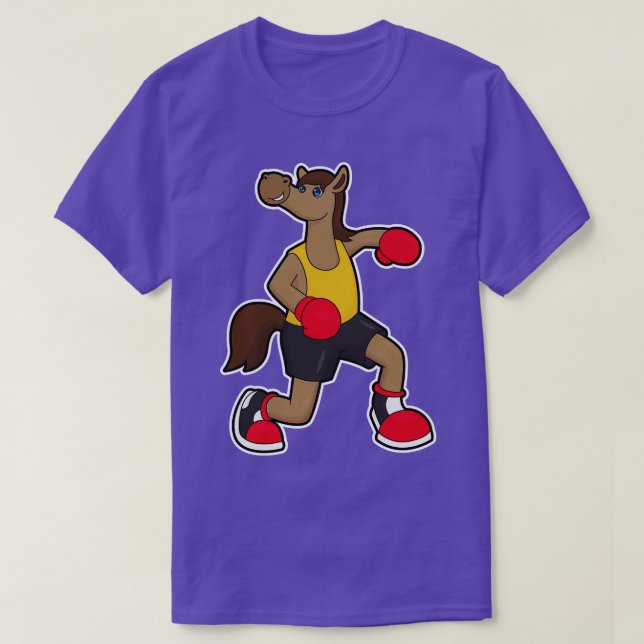 Häst som boxare med boxinghandskar t shirt (Design framsida)