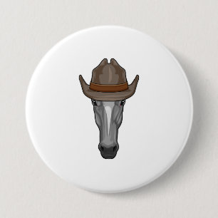 Häst som Cowboy med Hat Knapp