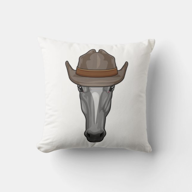Häst som Cowboy med Hat Kudde (Framsida)
