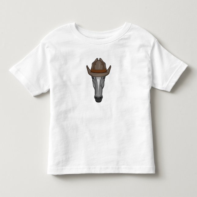 Häst som cowboy med hatt t shirt (Framsida)
