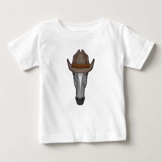 Häst som cowboy med hatt t shirt (Framsida)