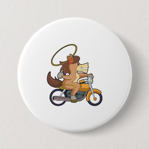 Häst som Cowboy med Lasso & Motorcycle Knapp