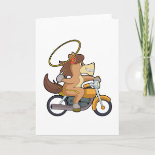 Häst som cowboy med Lasso & Motorcykel Kort