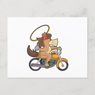Häst som cowboy med Lasso & Motorcykel Vykort