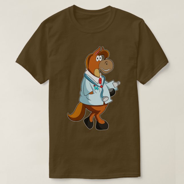 Häst som Doktor med Stethoscope Smock T Shirt (Design framsida)