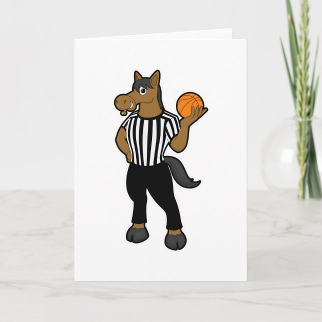 Häst som domare med basket och visselpipa kort (Framsida)