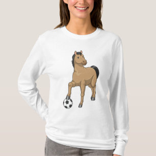Häst som fotbollsspelare med fotboll t shirt