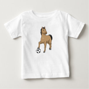Häst som fotbollsspelare med fotboll t shirt