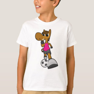 Häst som fotbollsspelare med fotboll t shirt