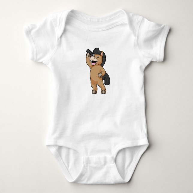 Häst som frisör med kam t shirt (Framsida)