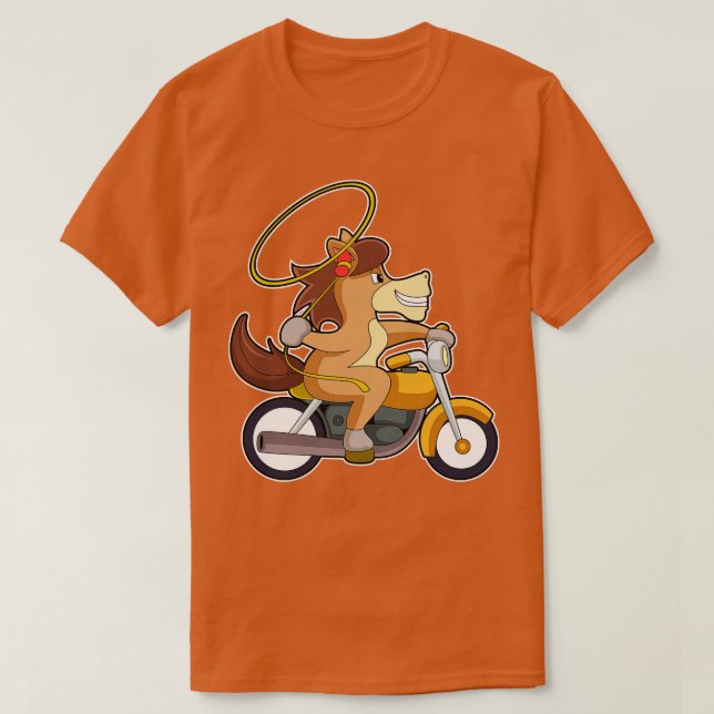 Häst som grav med lassomotorcykel t shirt (Design framsida)