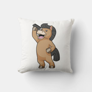 Häst som Hairdresser med Comb Kudde