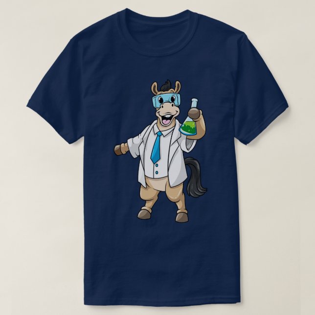 Häst som kemist med Goggles och provrör T Shirt (Design framsida)