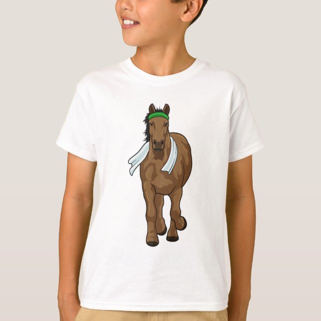 Häst som löpare med handduk t shirt (Framsida)