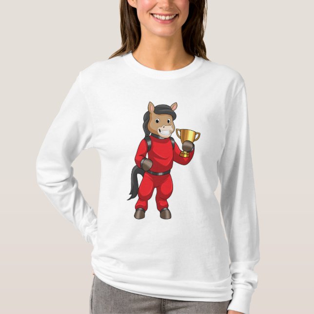 Häst som mästare med trofé t shirt (Framsida)