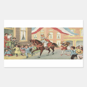 Häst som rider vintage för Sinterklaas Rektangulärt Klistermärke