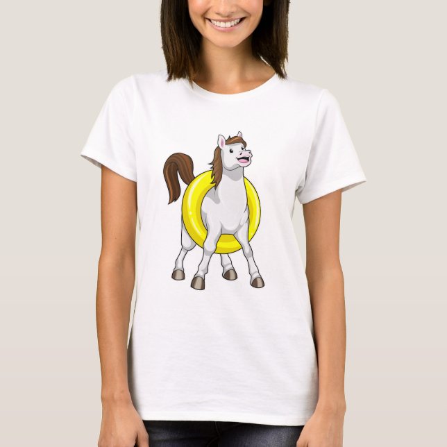 Häst som simmare med livräddningsbåt t shirt (Framsida)
