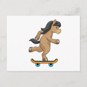 Häst som Skatare med Skateboard Vykort