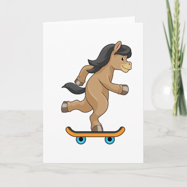Häst som skateboardåkare med skateboard kort (Framsida)