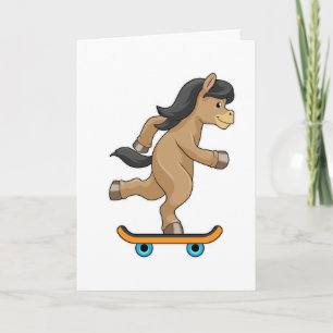 Häst som skateboardåkare med skateboard kort