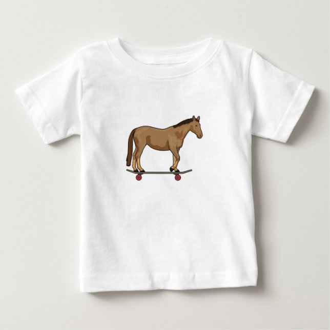 Häst som skateboardåkare på skateboard t shirt (Framsida)