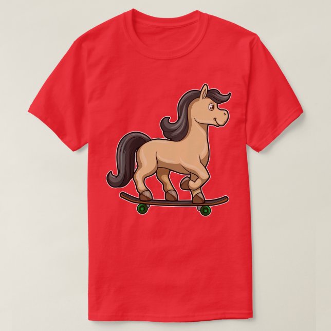 Häst som Skater med Skateboard 1 T Shirt (Design framsida)